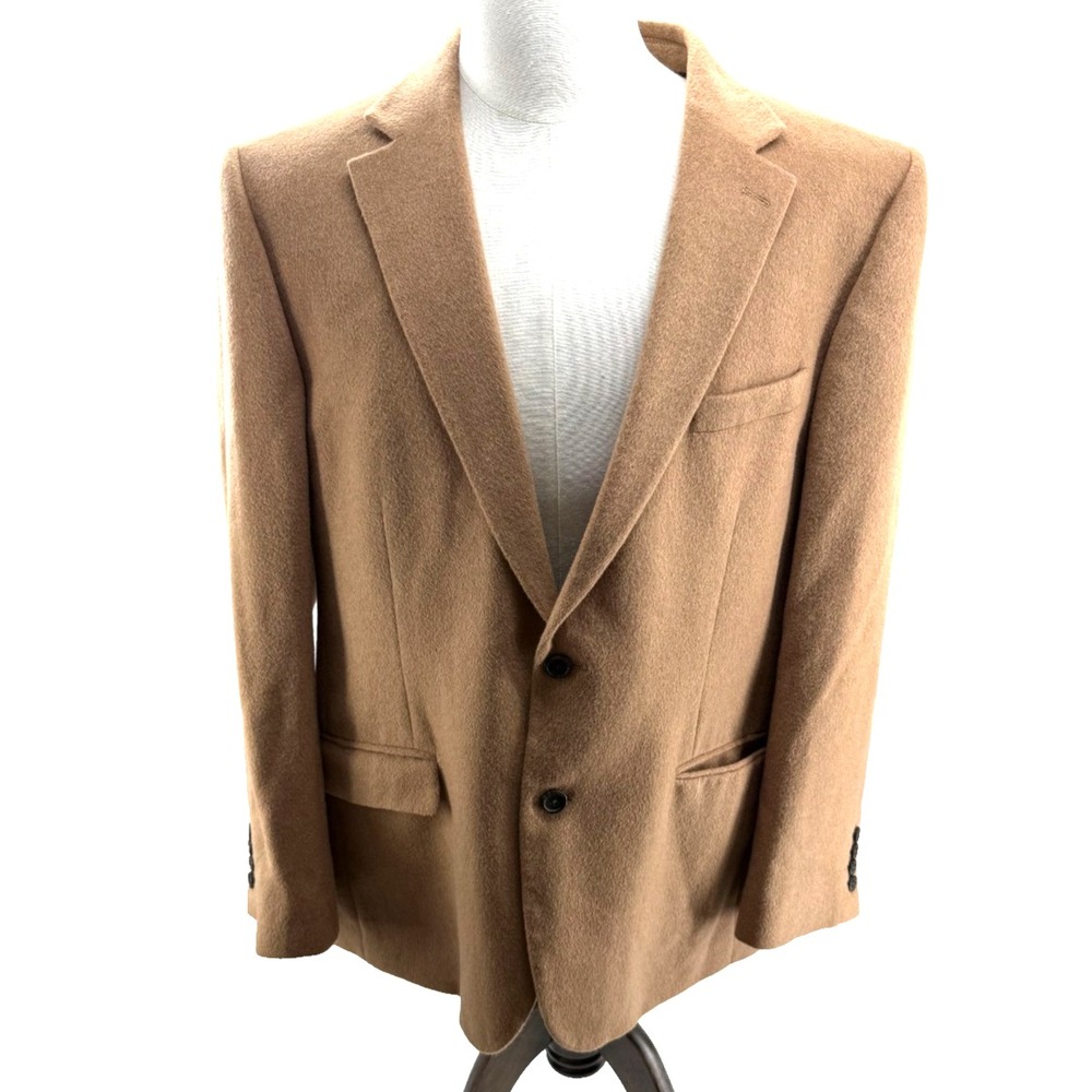 Stafford Signature Camel Hair Blazer Classic Fit Tan 2 Button Mens 44R